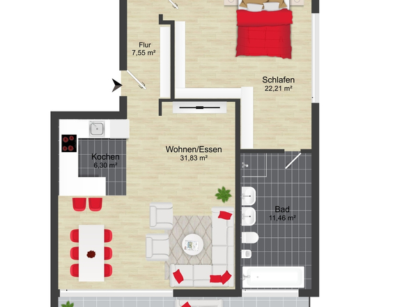 Grundriss Penthouse rechts