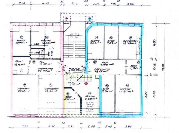 Grundriss WE  11  in rot gekennzeichnet